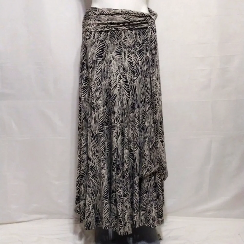 Anthropologie Lapis Abstract Leaf Maxi Skirt Self Tie Waist Boho Resort Small